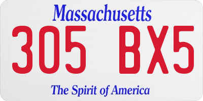 MA license plate 305BX5