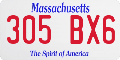 MA license plate 305BX6
