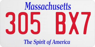MA license plate 305BX7