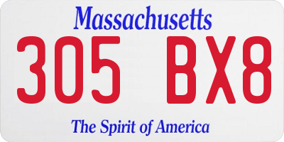 MA license plate 305BX8