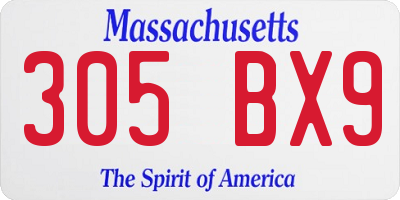 MA license plate 305BX9
