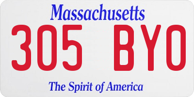 MA license plate 305BY0