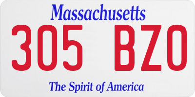 MA license plate 305BZ0