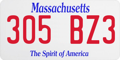 MA license plate 305BZ3