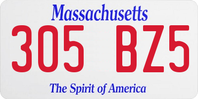 MA license plate 305BZ5