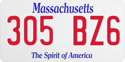MA license plate 305BZ6
