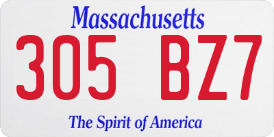 MA license plate 305BZ7