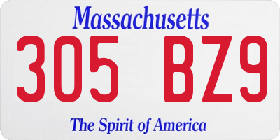 MA license plate 305BZ9
