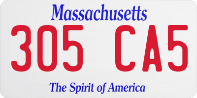 MA license plate 305CA5