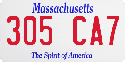 MA license plate 305CA7