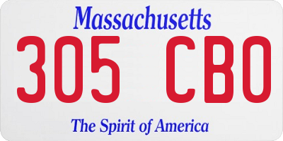 MA license plate 305CB0