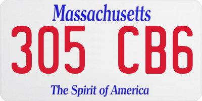 MA license plate 305CB6