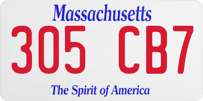 MA license plate 305CB7