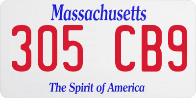 MA license plate 305CB9