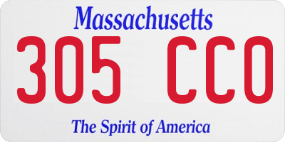 MA license plate 305CC0