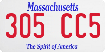MA license plate 305CC5