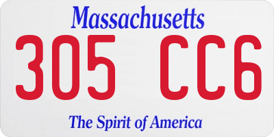 MA license plate 305CC6