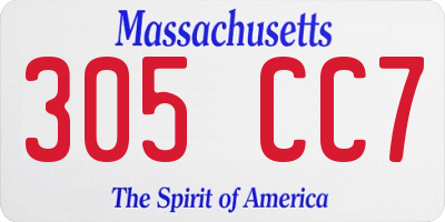 MA license plate 305CC7