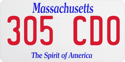MA license plate 305CD0