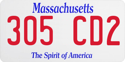 MA license plate 305CD2