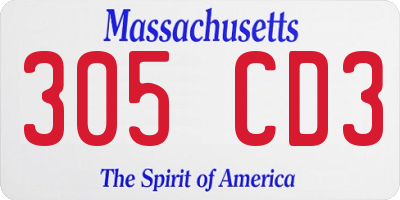 MA license plate 305CD3