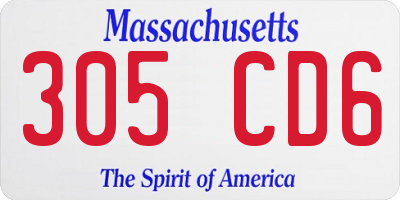 MA license plate 305CD6