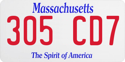 MA license plate 305CD7