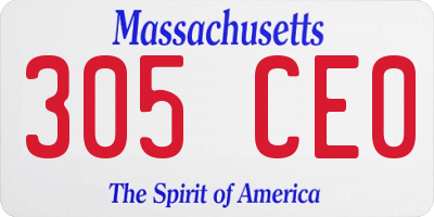MA license plate 305CE0