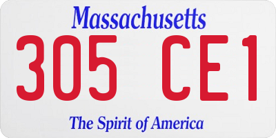 MA license plate 305CE1