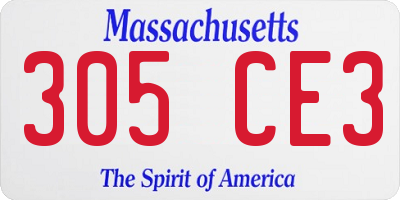 MA license plate 305CE3