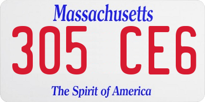 MA license plate 305CE6