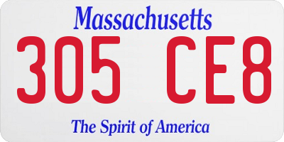 MA license plate 305CE8