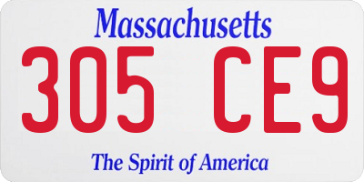 MA license plate 305CE9