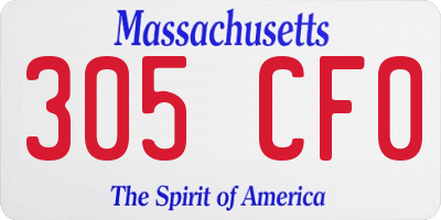 MA license plate 305CF0