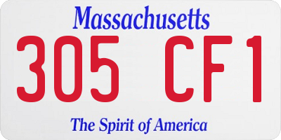 MA license plate 305CF1