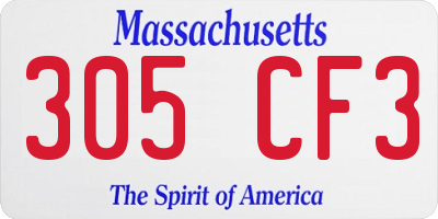 MA license plate 305CF3