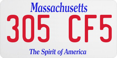MA license plate 305CF5