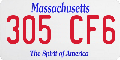 MA license plate 305CF6