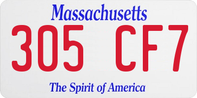 MA license plate 305CF7