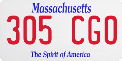 MA license plate 305CG0
