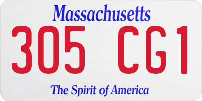 MA license plate 305CG1