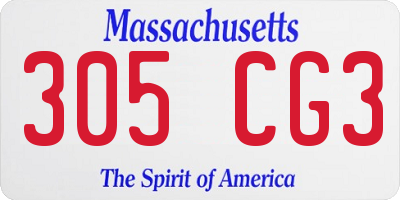 MA license plate 305CG3