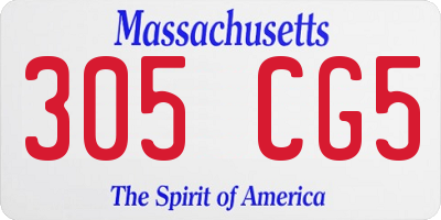 MA license plate 305CG5