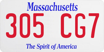MA license plate 305CG7