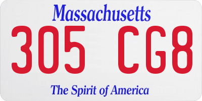 MA license plate 305CG8