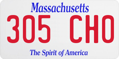 MA license plate 305CH0