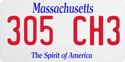 MA license plate 305CH3