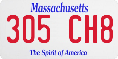 MA license plate 305CH8