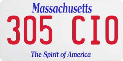 MA license plate 305CI0