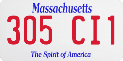 MA license plate 305CI1